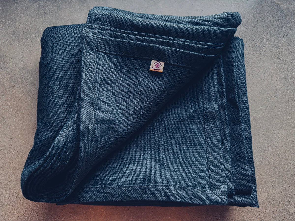 Linen blanket Navy, heavy linen 460 gsm, bedspread, 100% excellent stonewashed softened European linen, Seamless Queen, King