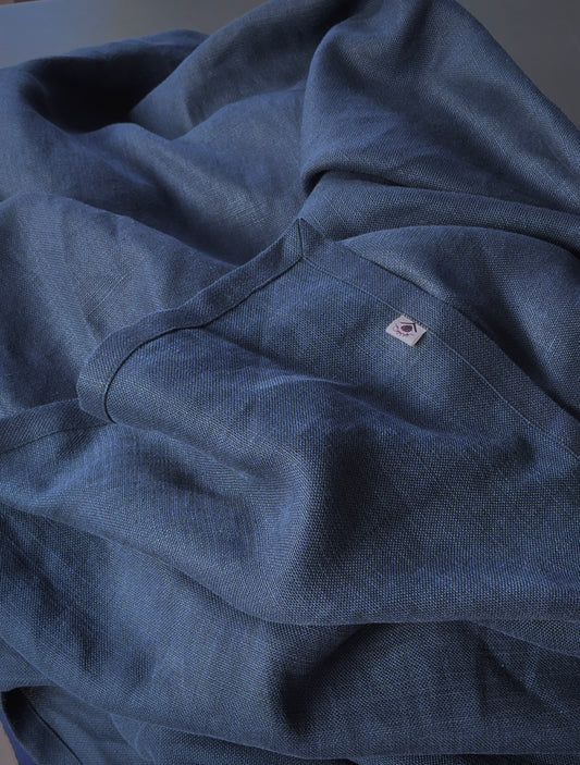 Linen blanket Navy, heavy linen 460 gsm, bedspread, 100% excellent stonewashed softened European linen, Seamless Queen, King