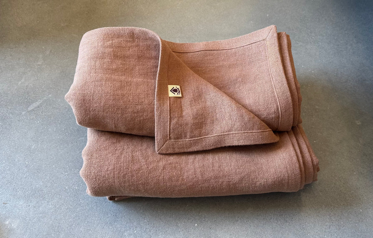 Linen blanket Cinnamon, heavy linen 460 gsm, bedspread, 100% excellent stonewashed softened European linen, Seamless Queen, King
