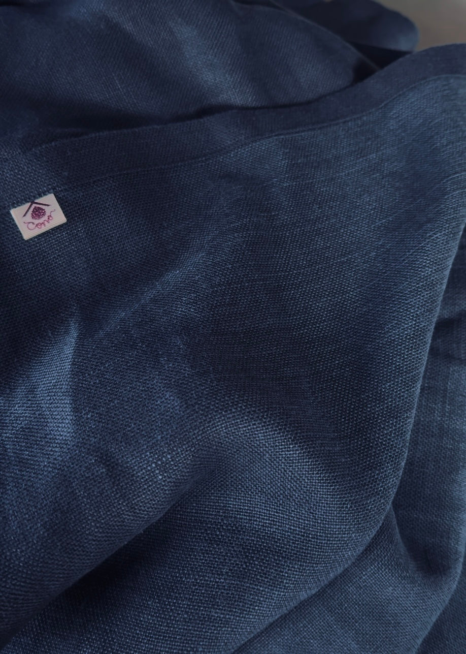 Linen blanket Navy, heavy linen 460 gsm, bedspread, 100% excellent stonewashed softened European linen, Seamless Queen, King